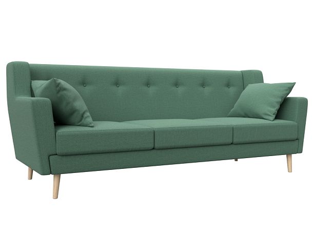 Диван кухонный прямой Брайтон 3 Рогожка зеленый - Вид 1