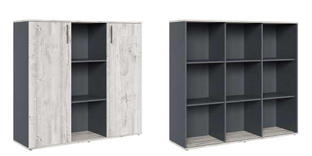 Шкаф средний с распашными дверьми Zion Light 140x42x129 дуб нордик - Вид 1