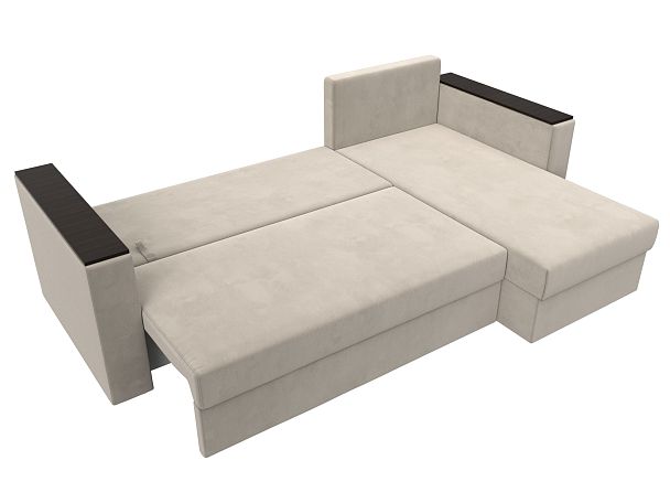 Угловой диван Атланта Лайт Б/С правый (полностью микровельвет бежевый) - Вид 9