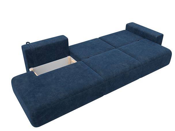 Диван прямой Лига-036 НПБ Модерн Лонг подлокотник справа Велюр синий - Вид 9