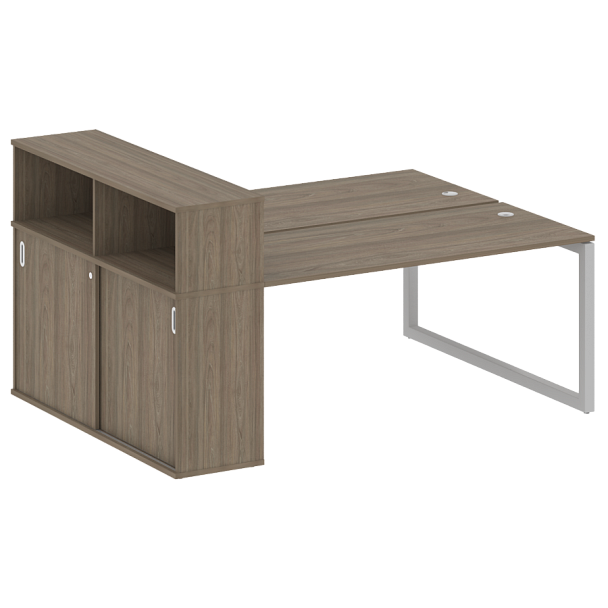 Metal System Quattro Р. ст. с шкафом-купе на О-образном м/к 50БО.РС-СШК-2.4 Т Вяз/Серый металл 2010*1475*1098 - Вид 1