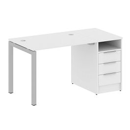 Metal System Quattro Р. ст. с тумбой на П-образном м/к 50БП.РС-СТП-1.1 Белый/Серый металл 1412*720*750 - Фото предпросмотра