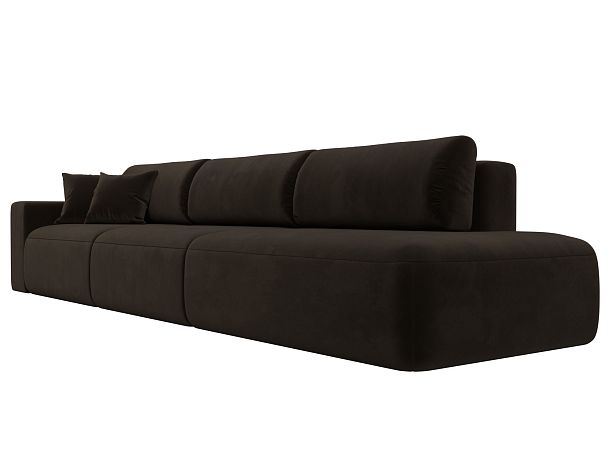 Диван прямой Лига-036 Модерн Лонг подлокотник слева Микровельвет коричневый - Вид 4