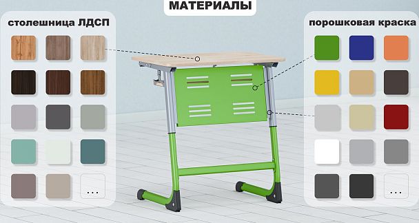 Парта Smart на плоскоовале 1М с РН (столеш.ЛДСП ЗУ, экран ЛДСП, полка), гр.4-6 - Вид 12