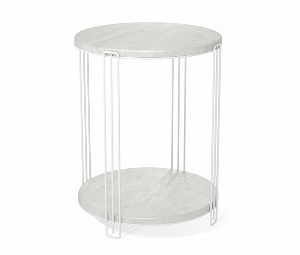 Столик кофейный Sheffilton SHT-CT33-1 белый муар/бетон лофт - Вид 1