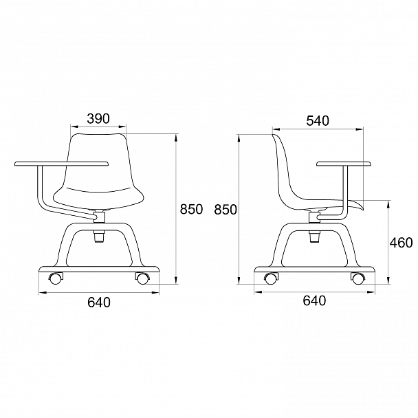 Кресло College на крутящимся основании со столиком, оранжевый - Вид 4