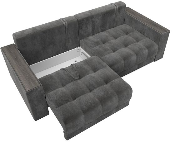 Диван прямой с декором Лига-049 НПБ Велюр серый - Вид 7