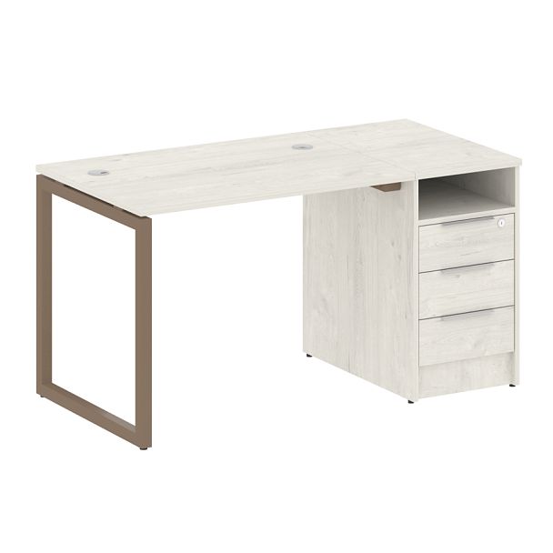 Metal System Quattro Р. ст. с тумбой на О-образном м/к 40БО.РС-СТП-1.1 Дуб наварра/Мокко металл 1412*720*750 - Вид 1