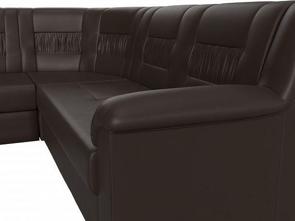 Угловой диван Карелия левый угол (полностью экокожа коричневая) - Вид 4