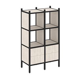 Loft Прямой стеллаж наборный VR.L-03 Денвер светлый/Чёрный металл 862*446*1458 - Фото предпросмотра