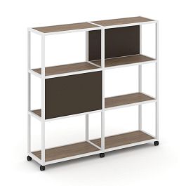 Shelf Mobile Стеллаж 4 уровня 2 секции VR.LT-STK-412.06 Дуб Аризона/Металл Белый/W-25 1170*400*1523 - Фото предпросмотра