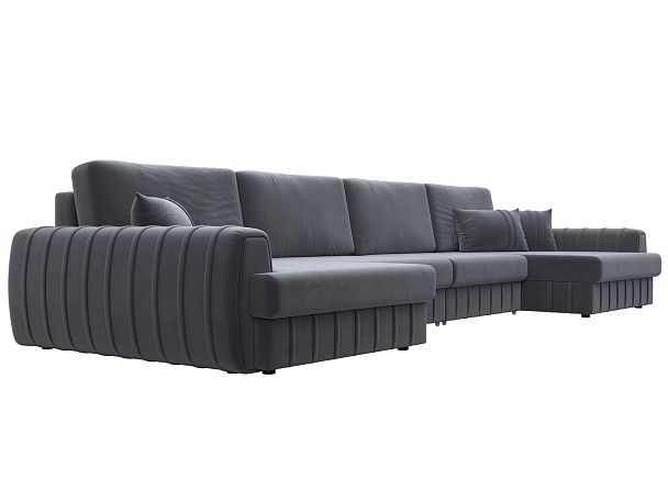Диван П-образный Лига-057 НПБ Лонг Велюр серый - Вид 3