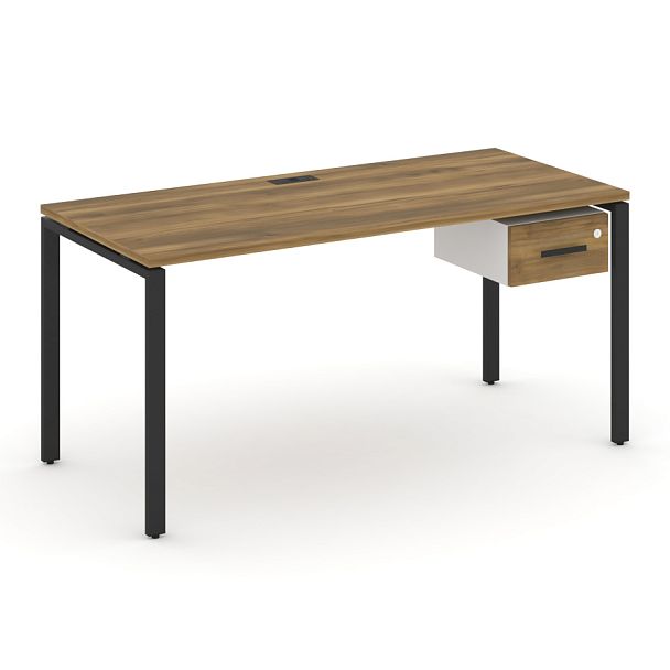 Concept Стол рабочий с подвесной тумбой с одним ящ. CN.SP-112 W Сандал Янтарный/Белый Бриллиант/Металл Черный 1580*720*750 - Вид 1