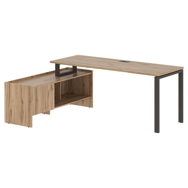 Стол с тумбой EUCT 19614 Дуб Денвер светлый/Мокко 1960х1400х750 EDIS - Вид 1