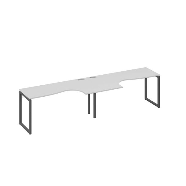 Рабочая станция металлокаркас QUATTRO (2х160) столы Классика A4 А4 Б4 035-2 БП серый / металлокаркас антрацит - Вид 1