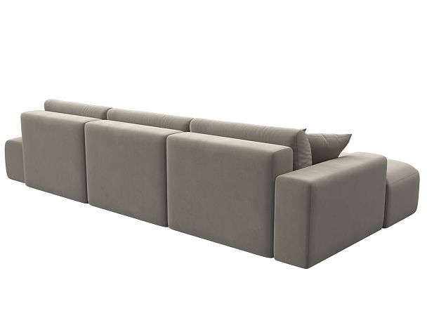 Диван угловой Лига-036 Модерн Лонг левый угол Микровельвет бежевый - Вид 6