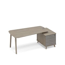 Стол руководителя на опорной тумбе малой (тип 3) WOOD Time wood ТМ В2 119 ВЛ ВЛ ВЛ вяз либерти (корпус, столешница, топ) / мокко премиум (фасад) - Фото предпросмотра