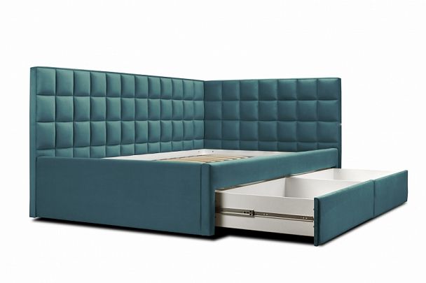 Кровать «Юник» с ящиками 900, зеленая - Вид 2