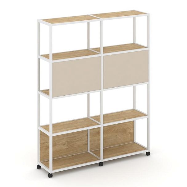 Shelf Mobile Стеллаж 5 уровней 2 секции VR.LT-STK-513.06 Тиквуд Светлый/Металл Белый/W-04 1170*400*2000 - Вид 1