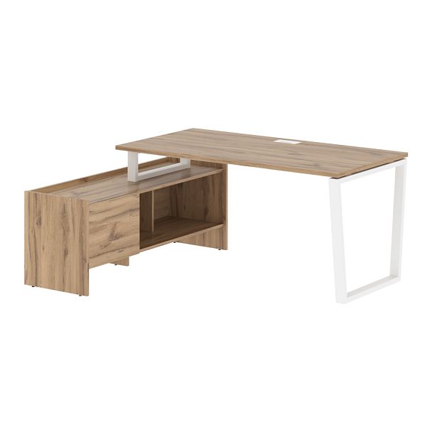 Стол с тумбой EVCT 17814 Дуб Денвер светлый/Белый 1760х1400х750 EDIS - Вид 1