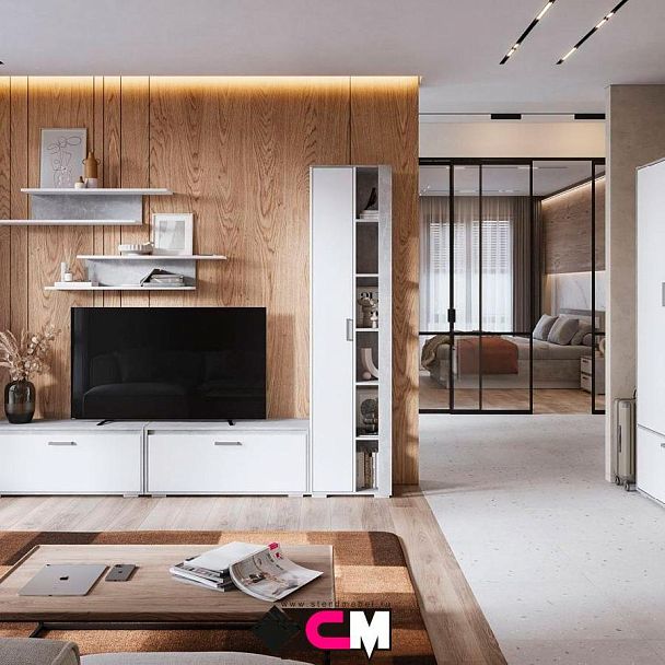 Денвер ПН-03 Пенал закрытый (500х2020х350) ателье светлый/белый - Вид 3