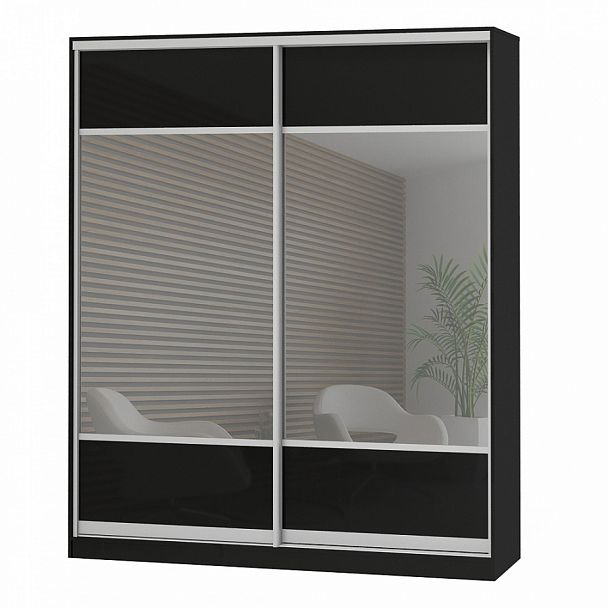 Шкаф Дерби 1965 ЗР- ЗР "Шкафы-купе" ПК-ДЕБ-Ш215Х197СЗ/1-В1-115 черный - Вид 1