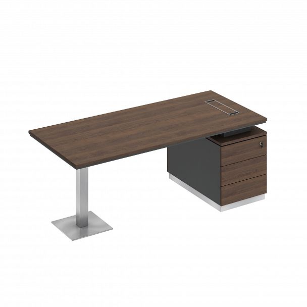 Стол руководителя на опорной тумбе (левый/правый) "City" СИ 104 дуб гладстоун/антрацит премиум/дуб гладстоун - Вид 1