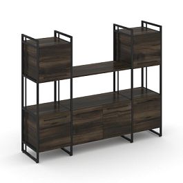 Rift Шкаф комбинированый RF.NS-002 Дуб Мали/Металл Черный 1598*396*1286 - Фото предпросмотра