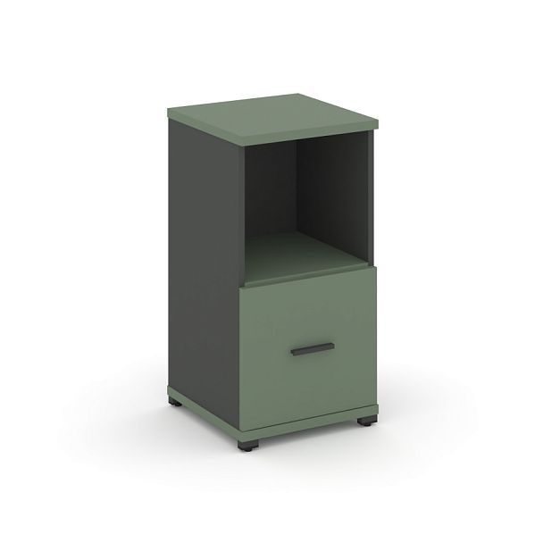 Concept Шкаф 1 узкая секция, 2 ниши CN.STU-211 A Кобо/Антрацит/Металл Антрацит 420*420*818 - Вид 1