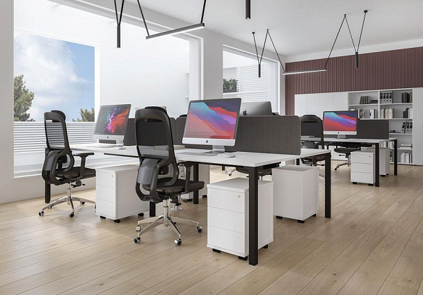 Стол письменный на металлокаркасе, столешница с заглушкой Space+ А1 БГ 012 ВЛ вяз либерти/ белый гладкий - Вид 3