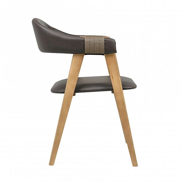 Полукресло Dolche, экокожа DOMUS chocolate, ремешки VALENCIA COFFEE, светлый орех - Вид 3