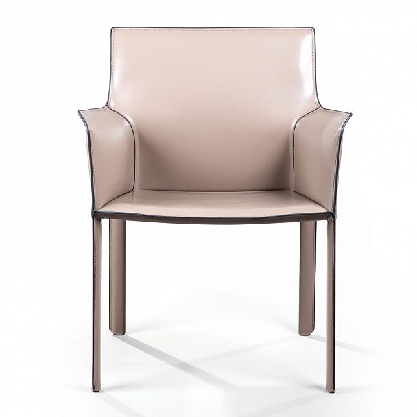 Стул с подлокотниками Barrie, кожа капучино - Вид 2