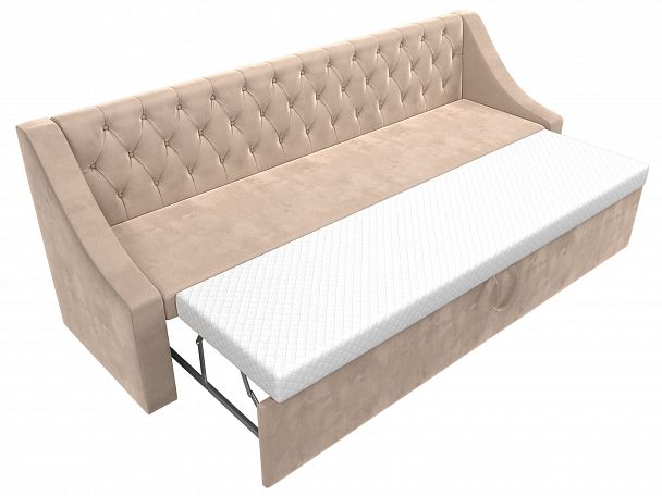 Кухонный прямой диван Мерлин (полностью велюр бежевый) - Вид 6