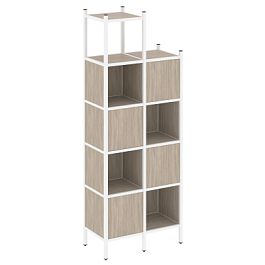 Loft Прямой стеллаж наборный VR.L-20 Дуб аттик/Белый металл 862*446*2280 - Фото предпросмотра