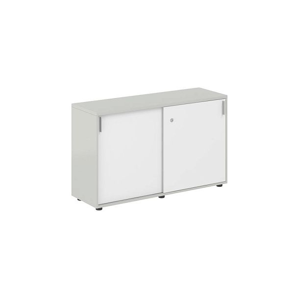 Шкаф купе 1238х400х750 низкий, с замком / корпус цвет: серый бархат, фасады: белый Сигма / Sigma - Вид 1