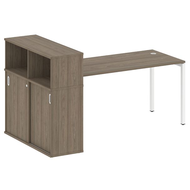 Metal System Quattro Стол письменный с шкафом-купе на П-образном м/к 40БП.РС-СШК-3.4 Т Вяз/Белый металл 2010*1120*1098 - Вид 1