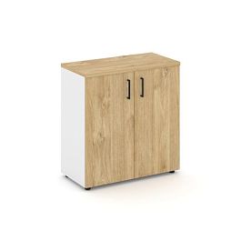 Style Project Шкаф низкий широкий SN.STS.E-301 Белый/Тиквуд Светлый/Черный Ручки 796*400*833 - Фото предпросмотра