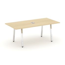 Style Project Direct Lux Стол переговорный M-SN-6A.SPRG-198 Акация Лорка/Нержавеющая Сталь/Хром 1980*980*25 - Фото предпросмотра