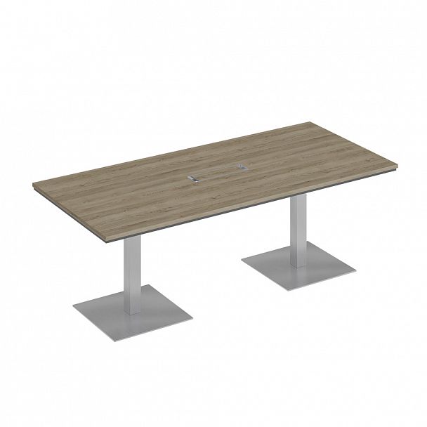 Стол для переговоров на квадратных опорах-колоннах "City" СИ 152 дуб гладстоун светлый/антрацит премиум - Вид 1