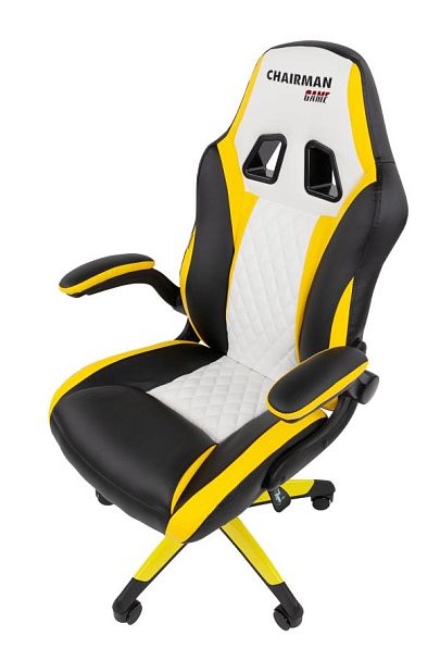 Кресло Chairman game 15 Россия экокожа черный/желтый/белый - Вид 9