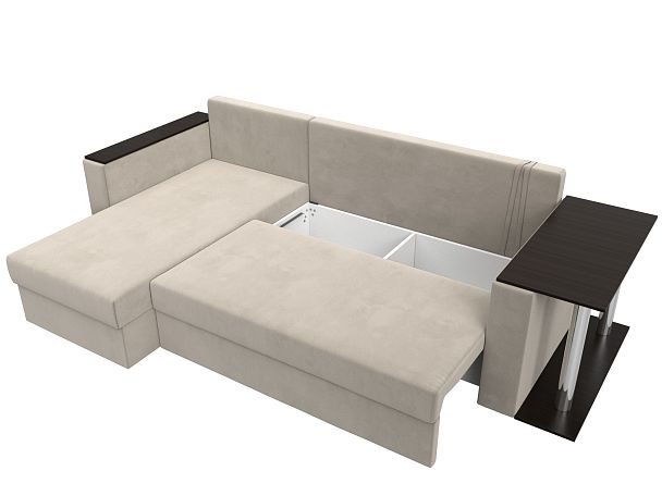 Угловой диван Атланта Лайт левый (полностью микровельвет бежевый) - Вид 7