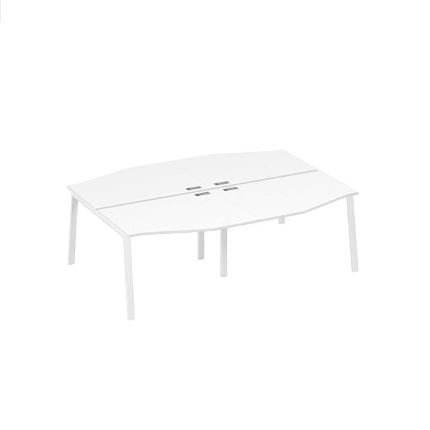 Рабочая станция (4х120) столы Техно каркас UNO A4 А4 Б1 189-2 БП белый премиум / металлокаркас белый - Вид 1