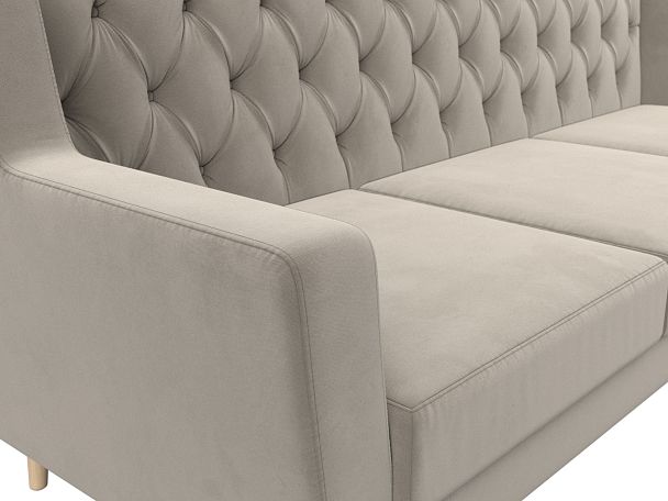 Прямой диван Брайтон 3 Люкс (полностью микровельвет бежевый) - Вид 4