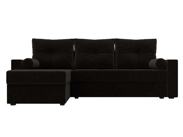 Диван угловой Верона Лайт угол левый (полностью вмикровельвет коричневый) - Вид 2