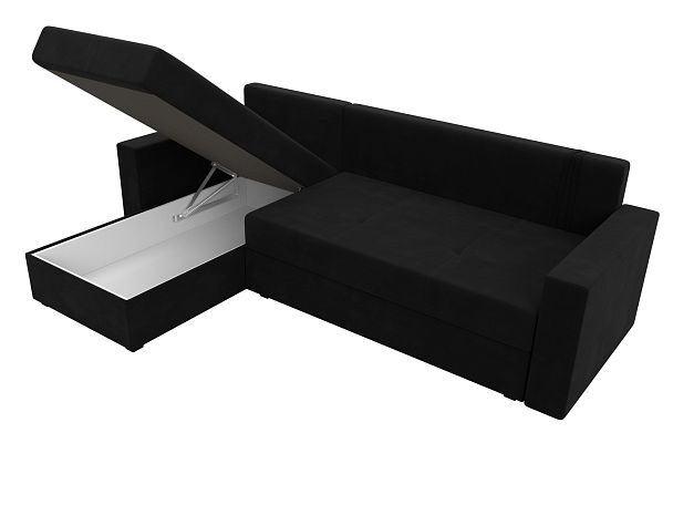 Диван угловой Верона Лайт угол левый (полностью вмикровельвет черный) - Вид 9