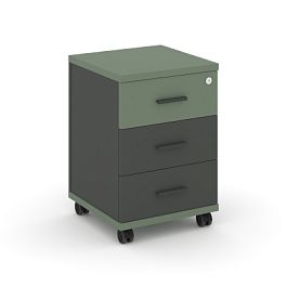 Concept Тумба мобильная 3 ящ. CN.TUM-003 A Кобо/Антрацит/Металл Антрацит 420*420*615 - Фото предпросмотра