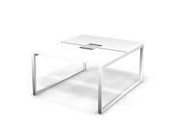 MATRIX 121S204-O Стол прямой двойной, проводник Merida (O-обр. опоры) 1380х1590х775 Белый - Фото предпросмотра