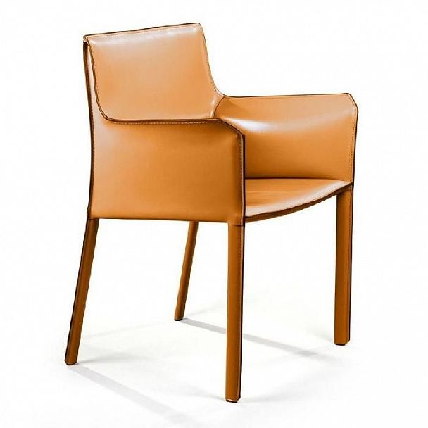 Стул с подлокотниками Barrie, кожа camel - Вид 1