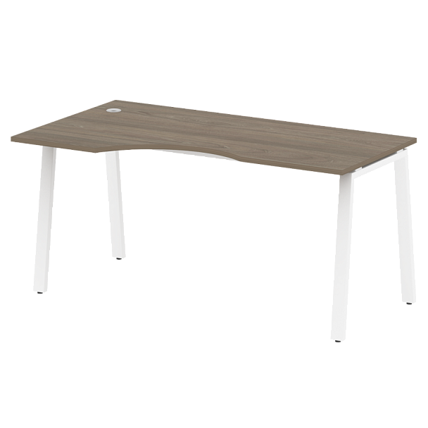 Metal System Стол криволинейный левый на А-образном м/к БА.СА-1 (L) Вяз/Белый металл 1600*900*750 - Вид 1