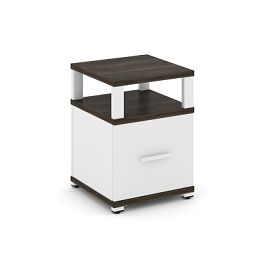 Concept Тумба приставная 1 распаш. фасад с надставкой CN.TUP-006 W Дуб Мали/Белый Бриллиант/Металл Белый 420*420*750 - Фото предпросмотра
